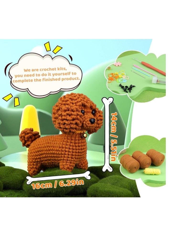 Crochet Kit for Beginners, Crochet Animal Kit, Dog Beginner Crochet Kit with Step-by-Step Video Tutorials Easy Yarn Crochet Hook, Crochet Starter Kit for Adults DIY Knitting Supplies - Image 3